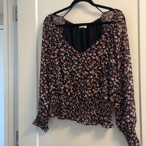 LUSH floral blouse, black & pink